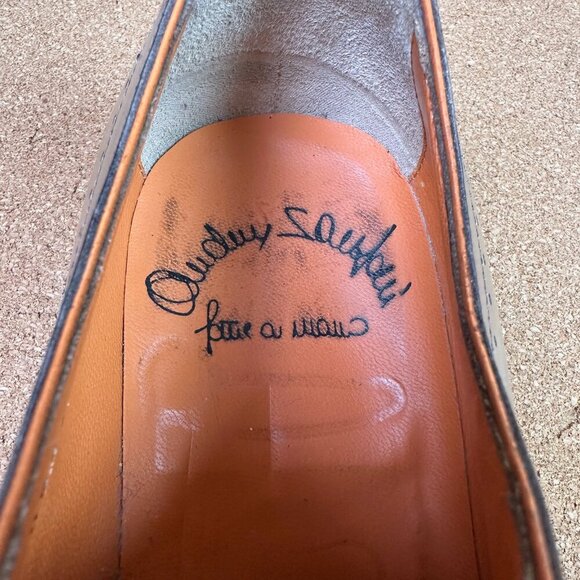 Santoni Valero Oxford Dress Shoes Size 9 US Light Brown / Tan / Grey Leather - Picture 5 of 10